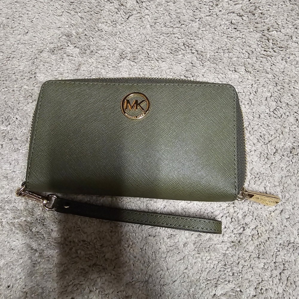 Michael Kors Olive Green Wristlet